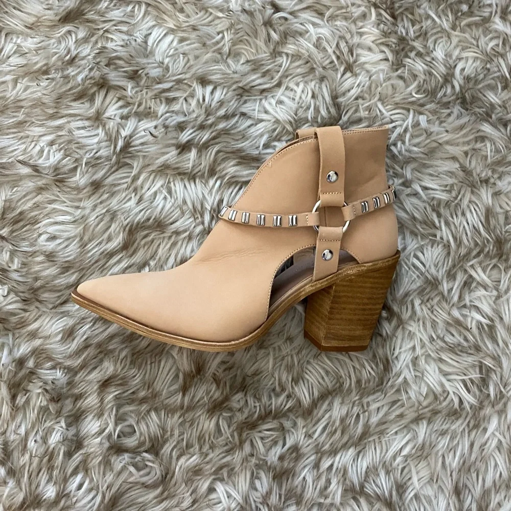 Chinese Laundry Tan Cutout Ankle Boot with Studded Strap